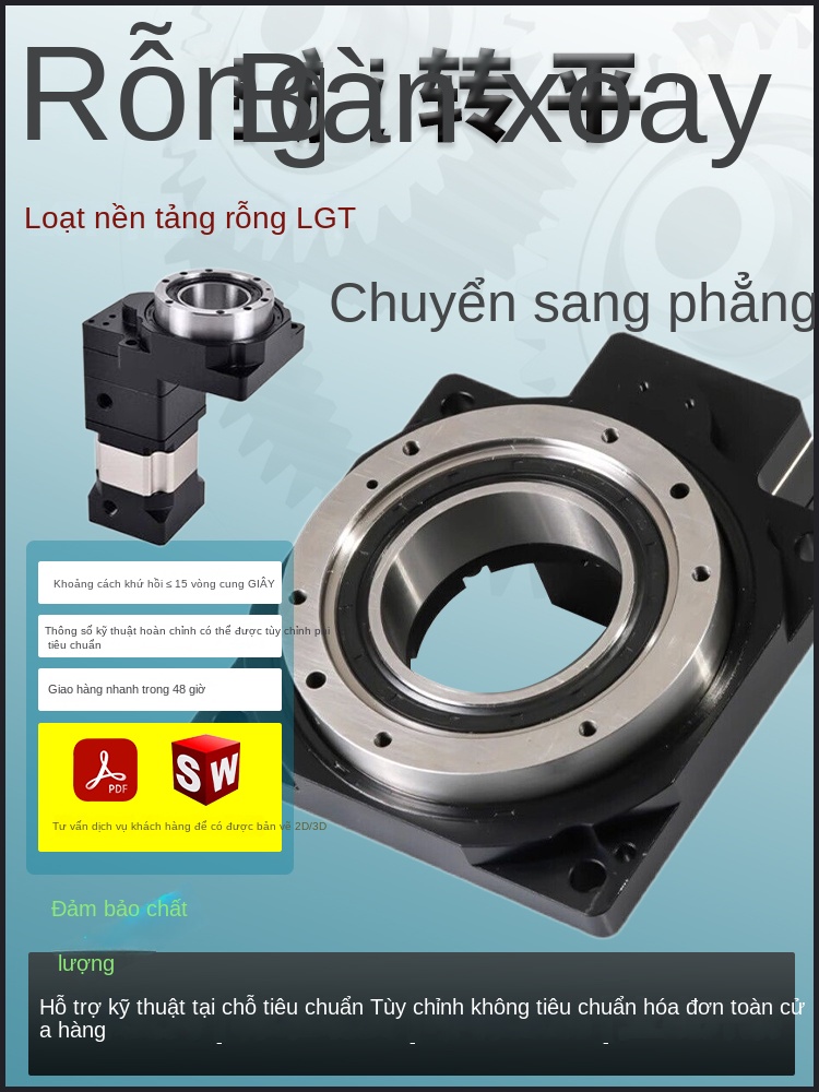 Bàn xoay điện chính xác góc vuông rỗng – 60/57, step 100/200, servo 400 W + hộp giảm tốc - LGT60 5 tặng quang