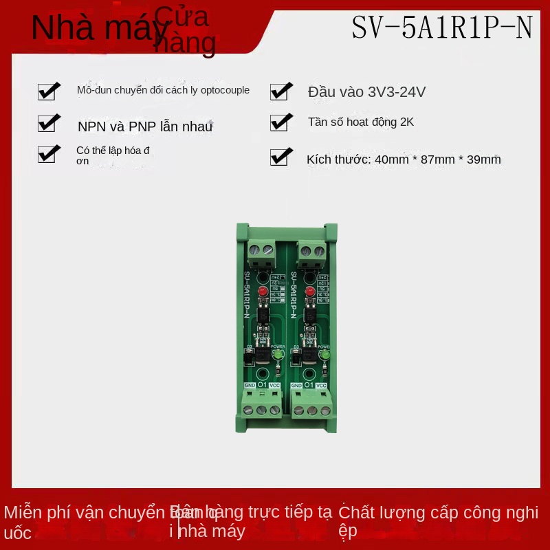 Bảng khuếch đại PLC 1–12 kênh – Input chung, output NPN/PNP, quang cách ly, transistor, 5/12/24 V - 12V - NPN/PNP chuyển sang NPN (ngõ ra)