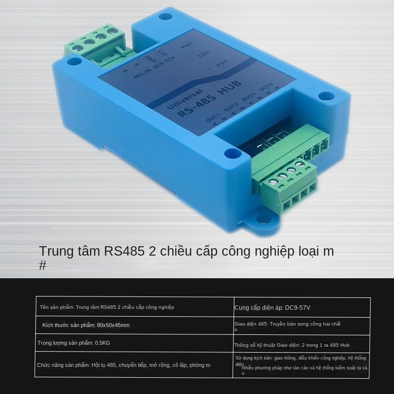Bộ chia RS485 2/4 kênh – Hub 8 cổng, chia sẻ 16 kênh, công nghiệp, quang cách ly, bộ lặp - Hub 2 kênh 485 [M-type], không kèm nguồn