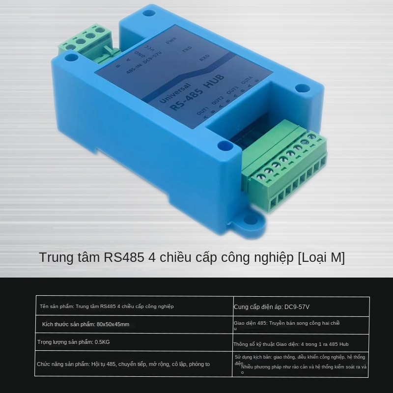 Bộ chia RS485 2/4 kênh – Hub 8 cổng, chia sẻ 16 kênh, công nghiệp, quang cách ly, bộ lặp - Hub 2 kênh 485 [M-type], không kèm nguồn