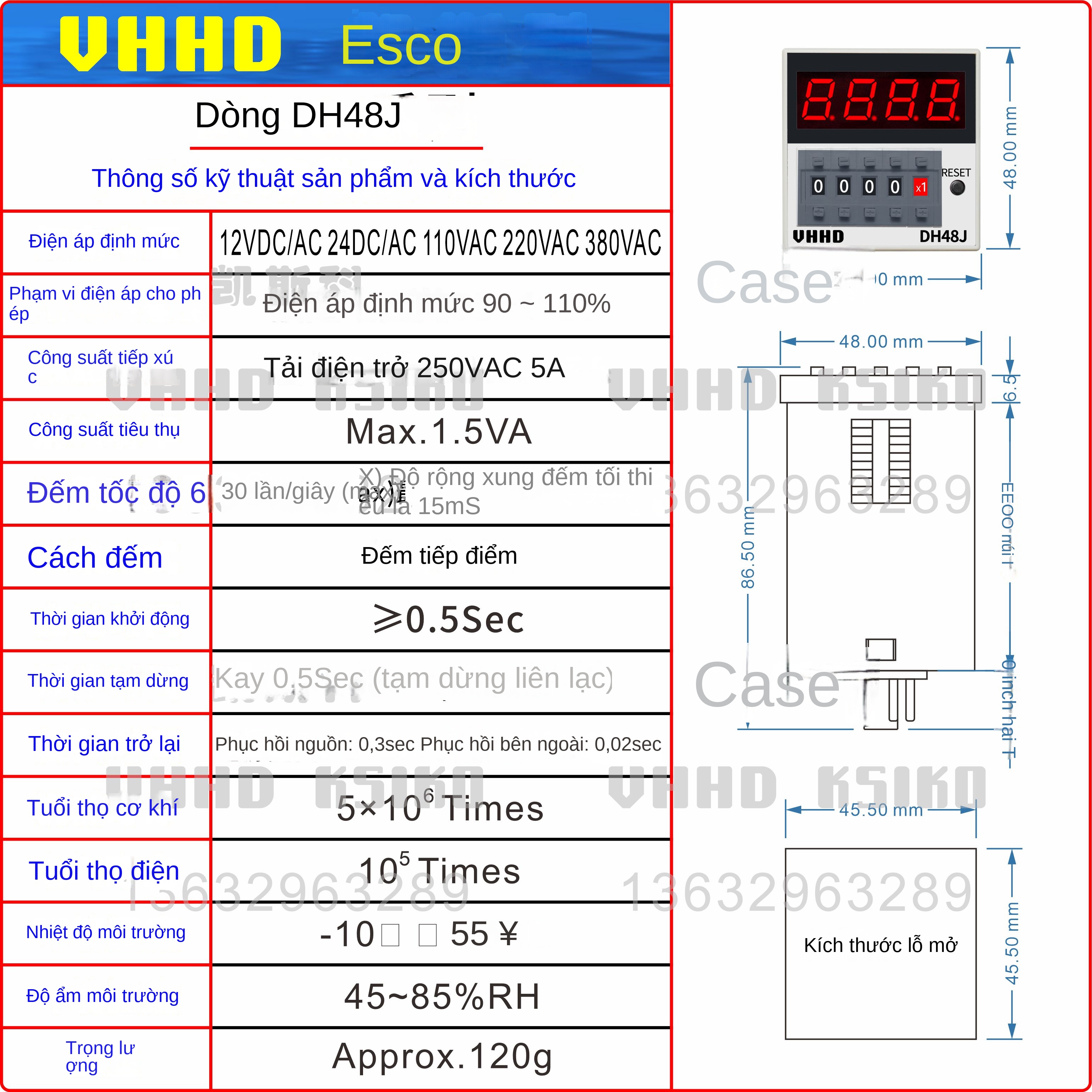 Bộ đếm kỹ thuật số VHHD DH48J/DH48J-A/DH48J-8 – Hiển thị LED, độ chính xác cao, giá ưu đãi - Đế gắn bộ đếm P3G-08 (10 cái), loại 8 chân (2)