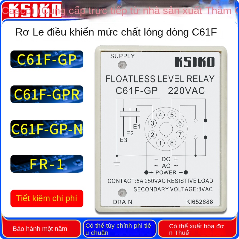 Bộ điều khiển mực nước KSIKO C61F-GP / C61F-GPR / C61F-GP-N / FR-1, bảo hành 1 năm, hàng chính hãng bán trực tiếp từ nhà máy - C61F-GP-N 110VAC