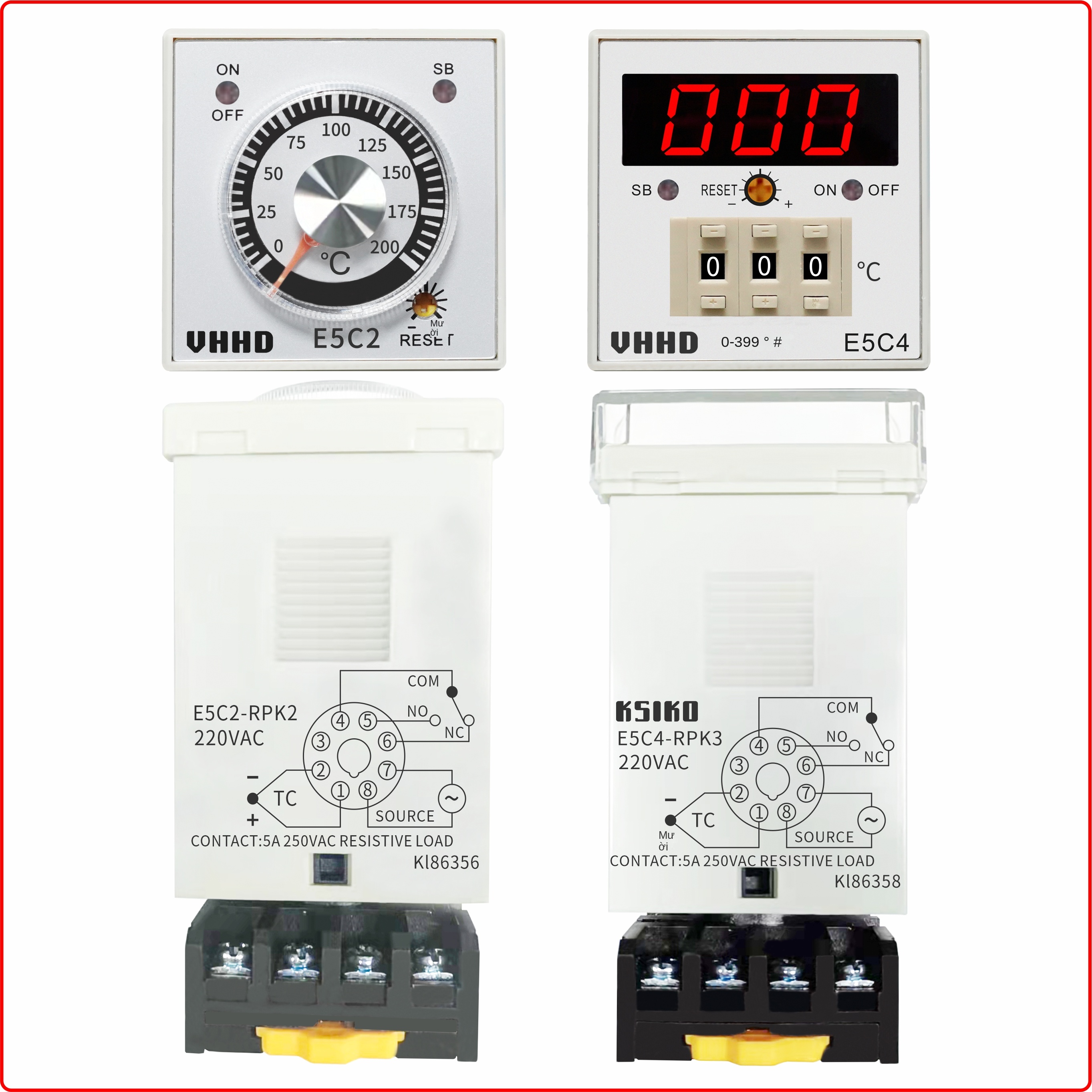 Bộ điều khiển nhiệt độ KSIKO, núm vặn & hiển thị số dạng DIP, model E5C2 / E5C4 / TC1AO / TC1DD, hàng chính hãng bán trực tiếp từ nhà máy - TC1AO Dienap & Nhietdo - KSIKO