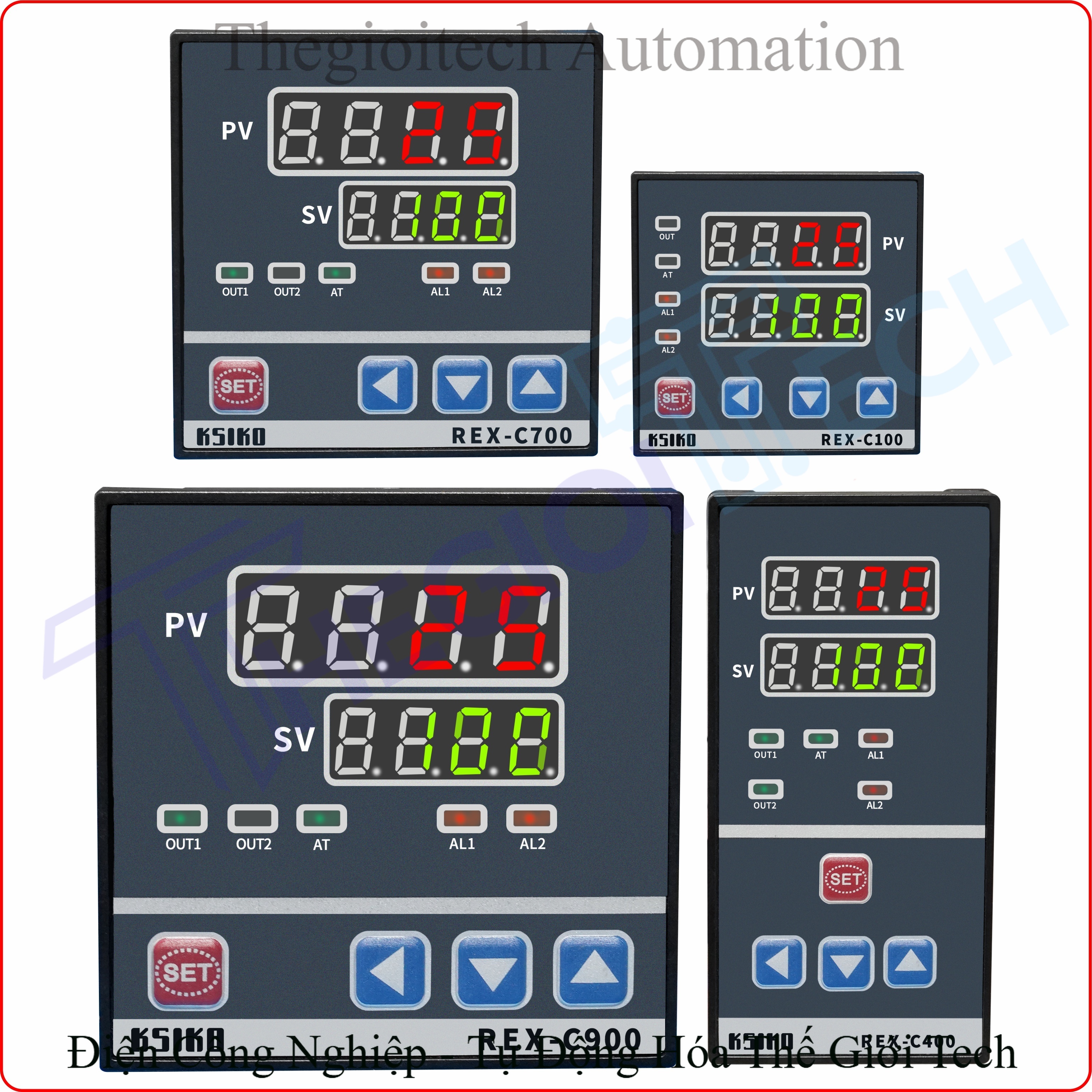 Bộ điều khiển nhiệt độ C900 FK02-B*AB, ngõ ra dòng điện, có cảnh báo ngưỡng trên/dưới, nguồn 220VAC - KSIKO