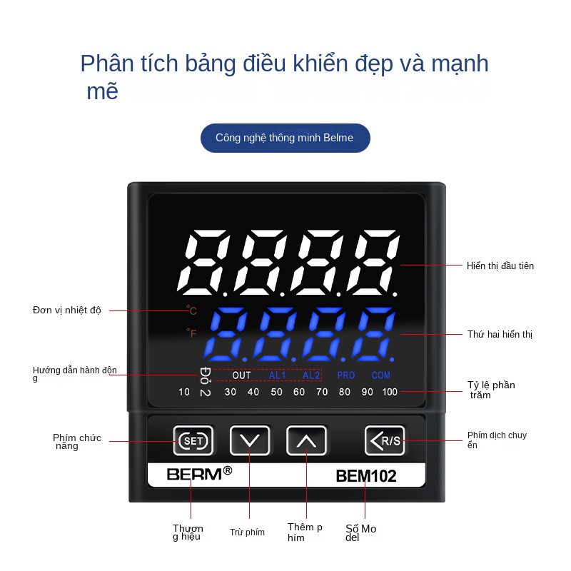 Bộ điều khiển nhiệt độ thông minh hiển thị số Beiermei BEM102 / 402 / 702 – Đa ngõ vào, điều khiển PID chính xác - BEM902 K320 – Bộ điều khiển nhiệt độ PID, ngõ ra 4–20mA