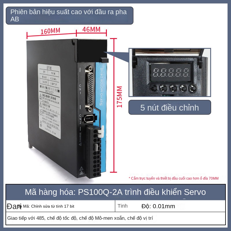 Bộ điều khiển servo PS100/Q/B, DB100/KS300, giao tiếp CanOpen/EtherCAT - PS100, dùng riêng cho động cơ servo 100W/200W/400W