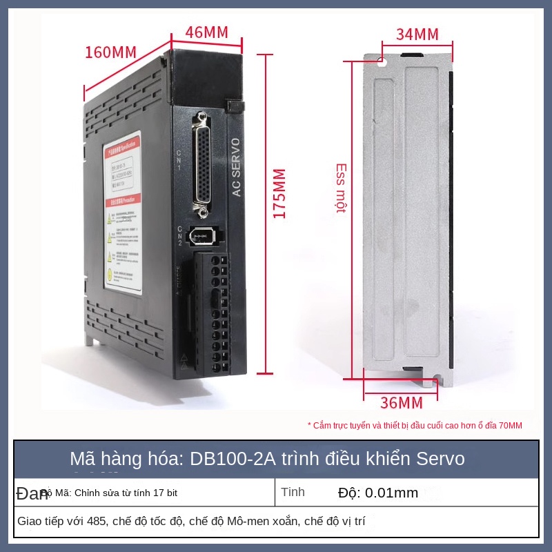 Bộ điều khiển servo PS100/Q/B, DB100/KS300, giao tiếp CanOpen/EtherCAT - Xám đậm, PS100 chuyên dụng, phù hợp 1 kW