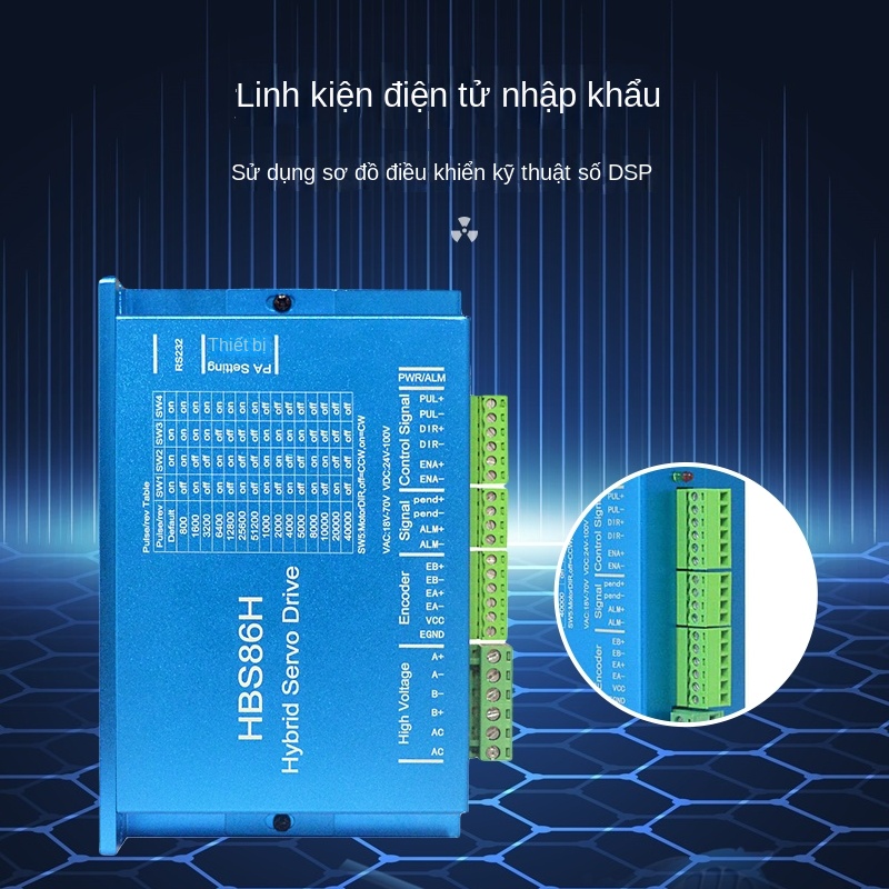 Bộ động cơ bước 86 vòng kín – Có encoder, moment 4.5–12 N·m, kèm driver - HBS86H + 12N, động cơ vòng kín.