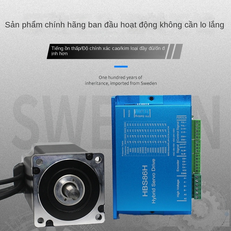 Bộ động cơ bước 86 vòng kín – Có encoder, moment 4.5–12 N·m, kèm driver - HBS86H + 4.5N, động cơ vòng kín.
