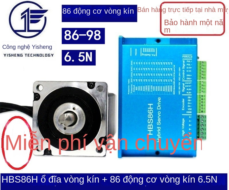 Bộ động cơ bước 86 vòng kín – Có encoder, moment 4.5–12 N·m, kèm driver - HBS86H + 8.5N, động cơ vòng kín.