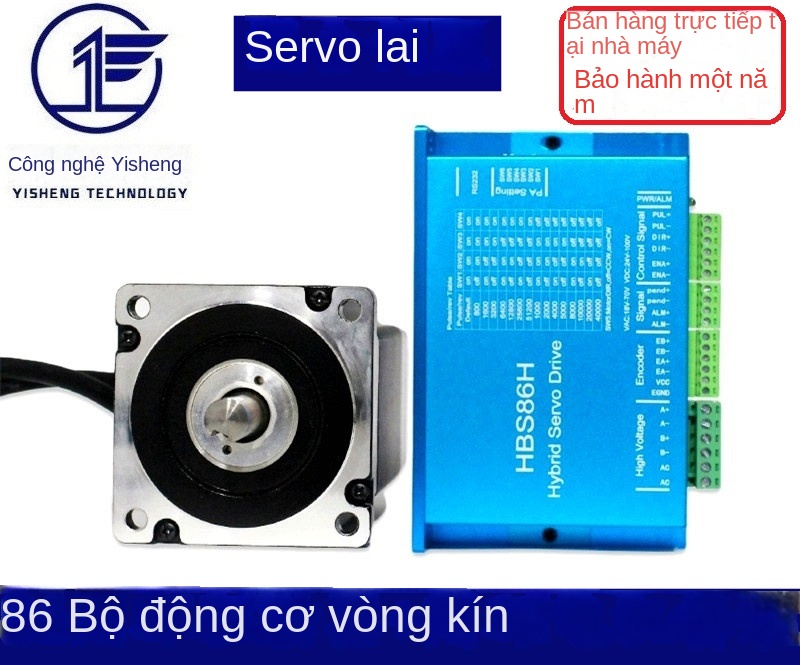 Bộ động cơ bước 86 vòng kín – Có encoder, moment 4.5–12 N·m, kèm driver - HBS86H + 8.5N, động cơ vòng kín.