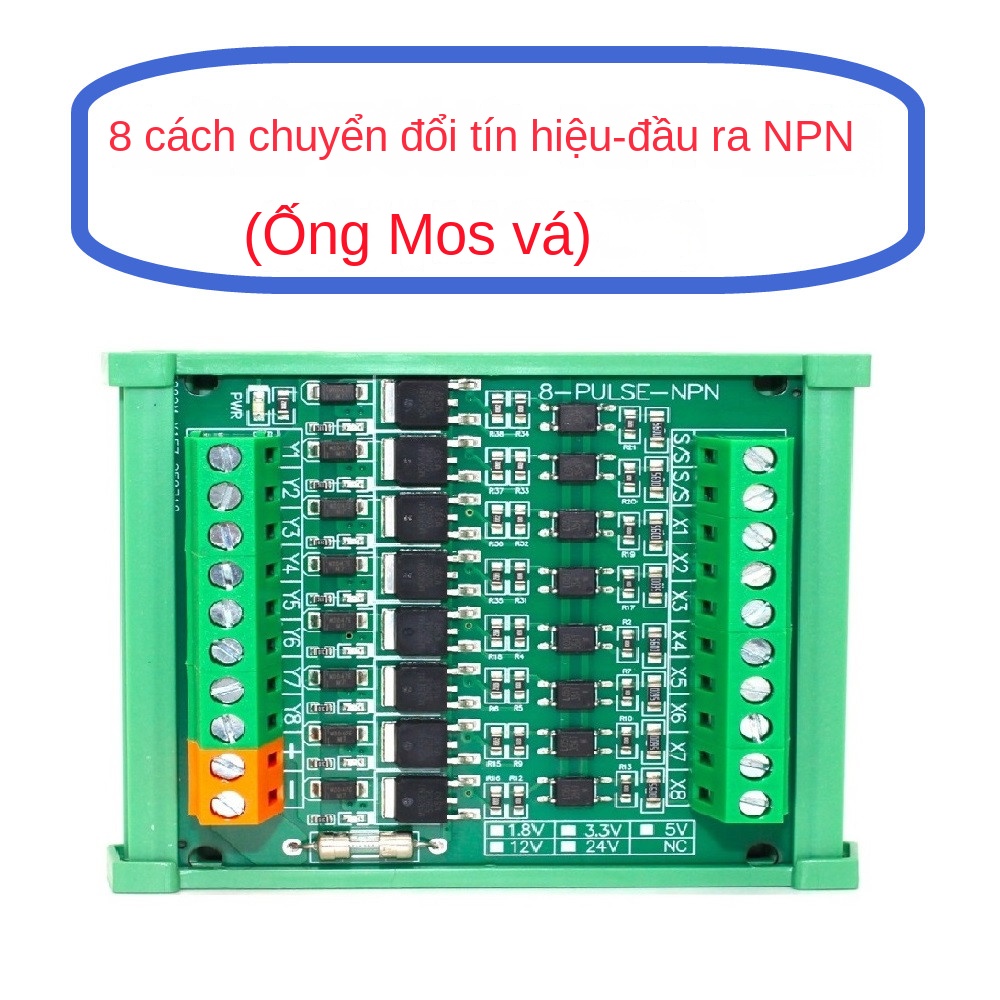 Bo khuếch đại tín hiệu DC 8 kênh cho PLC/vi điều khiển – Đầu ra PNP/NPN đa năng, cách ly quang, dùng transistor dán (SMD) - PNP – Ngõ ra mức cao (HIGH) - 12-24V