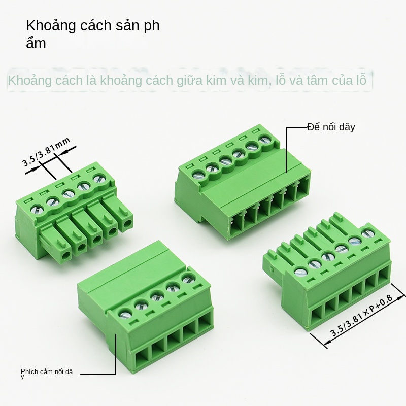Bộ terminal cắm rút 15EDGKP 3.81 mm – Nam/Nữ, không cần hàn, kèm 2EDGRK3.5 - Bộ nối 20P, trọn bộ - Khoảng cách lỗ 3.5mm