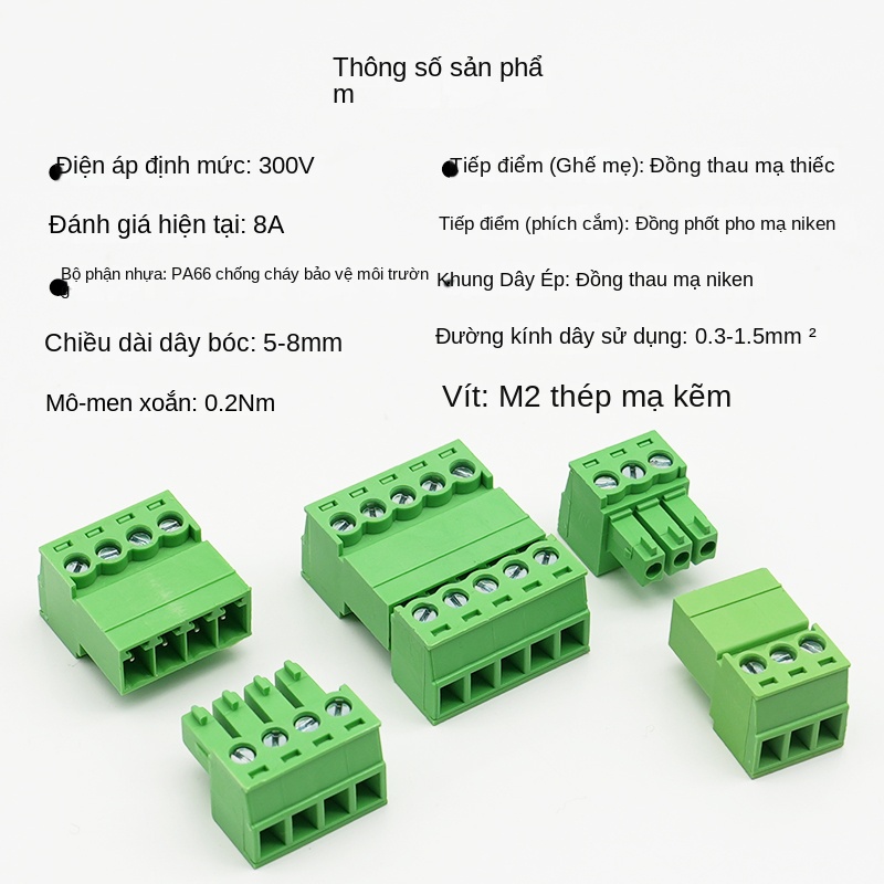 Bộ terminal cắm rút 15EDGKP 3.81 mm – Nam/Nữ, không cần hàn, kèm 2EDGRK3.5 - Bộ nối 20P, trọn bộ - Khoảng cách lỗ 3.5mm