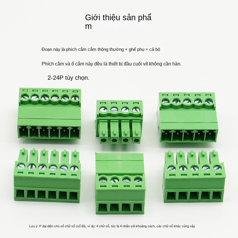 Bộ terminal cắm rút 15EDGKP 3.81 mm – Nam/Nữ, không cần hàn, kèm 2EDGRK3.5 - Bộ nối 2P, trọn bộ (2 bộ) - Khoảng cách lỗ 3.5mm