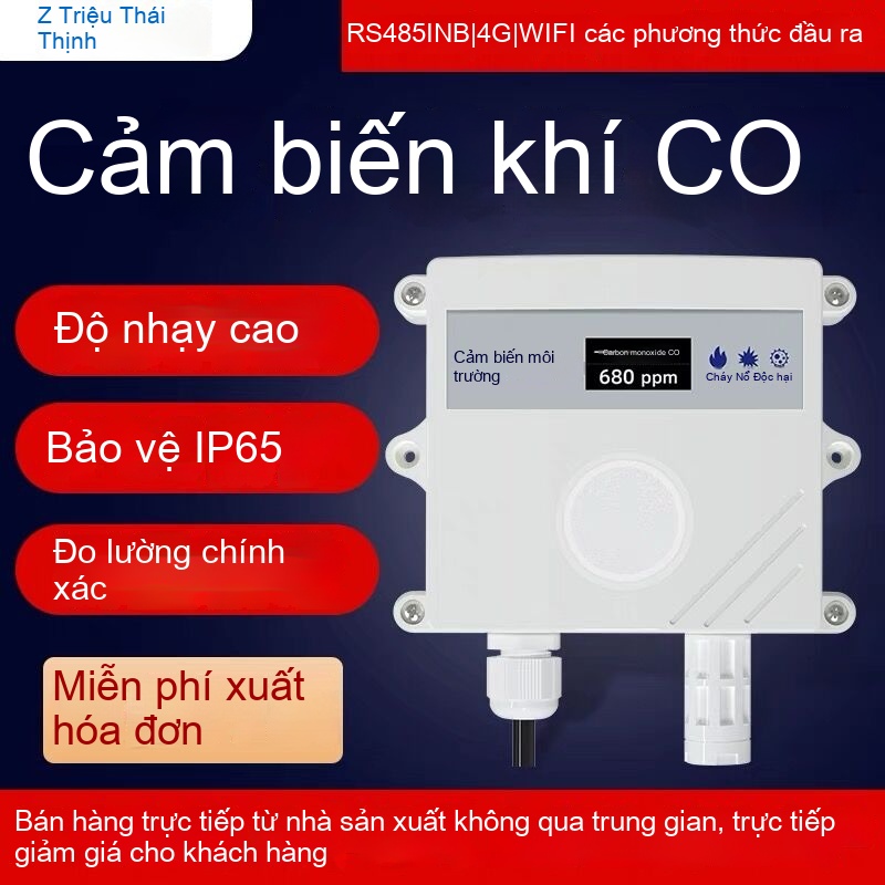 Bộ truyền cảm biến khí CO 10–30V DC, RS485, Độ chính xác cao, Ứng dụng giám sát khí độc hại