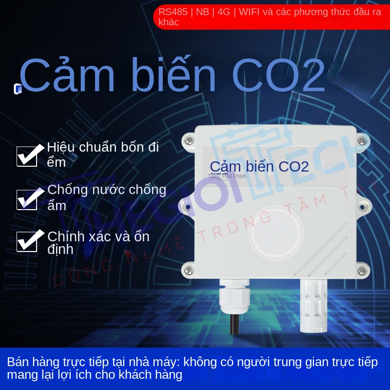 Cảm Biến CO₂ ZTSIOT – Vỏ Dạng Chữ V, Đầu Dò Nồng Độ Khí CO₂, Tín Hiệu RS485 Modbus-RTU, Thiết Bị Đo & Giám Sát Khí CO₂ Chính Xác Cao