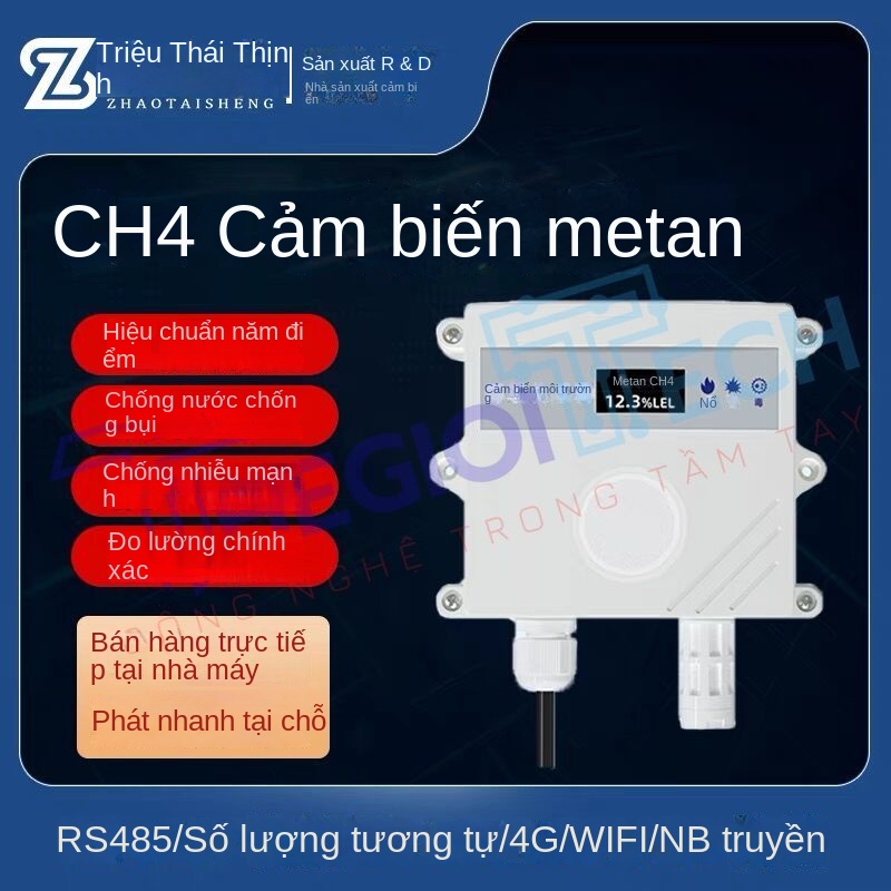 Cảm Biến Khí Metan (CH₄) ZTSIOT – Nguồn 10–30V DC, Tín Hiệu 4–20mA / 0–5V / 0–10V, Độ Chính Xác Cao, Giám Sát Rò Rỉ Khí