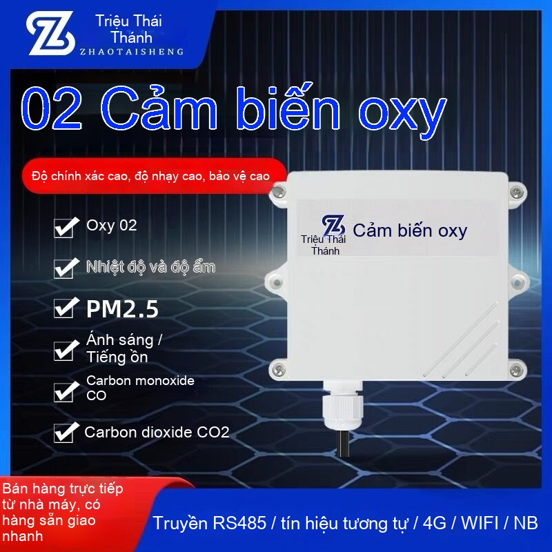 Cảm biến Oxy (O₂) 10–30V DC, RS485, Độ chính xác cao, Giám sát nồng độ O₂ môi trường