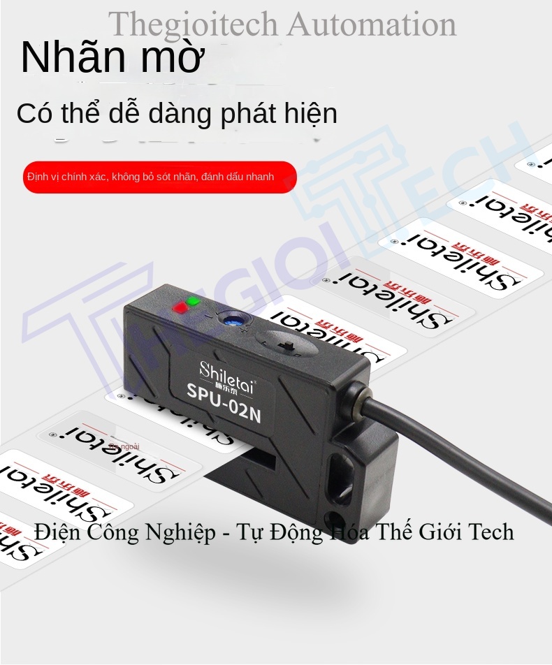 Cảm biến Xuer Tai phát hiện nhãn không trong suốt, cảm biến nhãn dán tự dính, đếm chính xác, công tắc quang điện cho máy dán nhãn - SPU-02N NPN