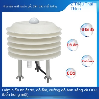 Cảm biến bốn trong một đo CO₂, ánh sáng, nhiệt độ và độ ẩm (hộp lá sách) – Giám sát môi trường chính xác