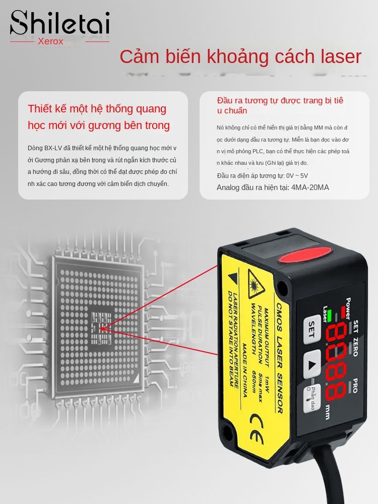 Cảm biến dịch chuyển laser đo khoảng cách – Độ chính xác cao, đo vị trí, điểm, đường; phát hiện độ cao thấp, độ phẳng; ngõ ra số và tương tự - SLX-S030N – Cảm biến dịch chuyển ngõ ra số NPN, độ chính xác 0.01mm