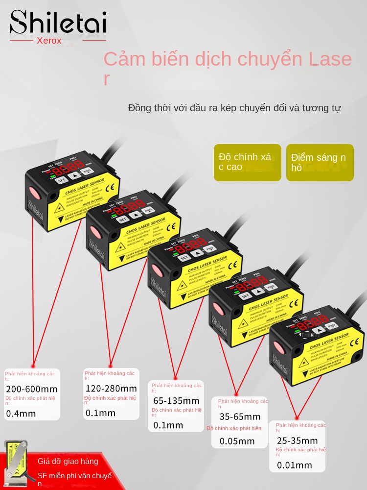 Cảm biến dịch chuyển laser đo khoảng cách – Độ chính xác cao, đo vị trí, điểm, đường; phát hiện độ cao thấp, độ phẳng; ngõ ra số và tương tự - SLX-S100MN – Cảm biến dịch chuyển ngõ ra số + analog NPN, độ chính xác 0.1mm