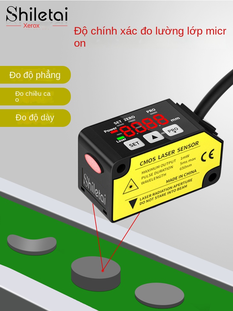 Cảm biến dịch chuyển laser đo khoảng cách – Độ chính xác cao, đo vị trí, điểm, đường; phát hiện độ cao thấp, độ phẳng; ngõ ra số và tương tự - SLX-S400MN – Cảm biến dịch chuyển ngõ ra số + analog NPN, độ chính xác 0.4mm