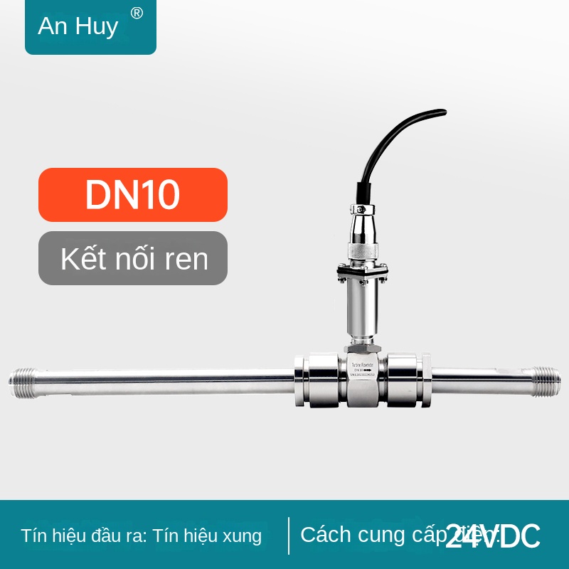 Cảm biến lưu lượng tuabin LWGY – Tín hiệu xung NPN/PNP, dùng cho chất lỏng, methanol, nước tinh khiết, vỏ inox lắp ống - DN10 – Kết nối ren ngoài, không hiển thị, ngõ ra xung
