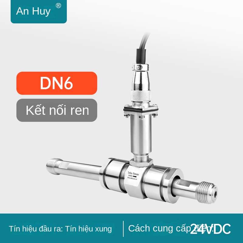 Cảm biến lưu lượng tuabin LWGY – Tín hiệu xung NPN/PNP, dùng cho chất lỏng, methanol, nước tinh khiết, vỏ inox lắp ống - DN6 – Kết nối ren ngoài, không hiển thị, ngõ ra xung