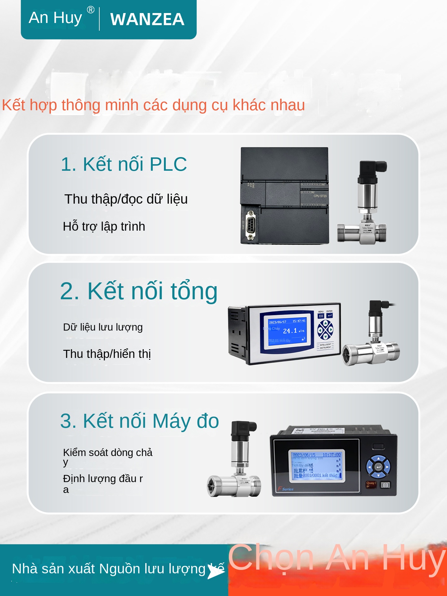 Cảm biến lưu lượng turbine chất lỏng – Dạng ren hoặc nhanh, đầu ra dòng 4–20mA & RS485, dùng cho nước tinh khiết - DN50 – Kết nối ren ngoài, không kèm hiển thị, giao tiếp RS485