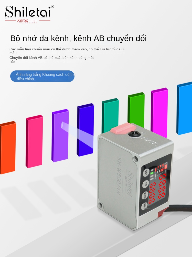 Cảm biến nhận dạng màu Shiluotai SR-W500/4N – Phát hiện màu khoảng cách xa, chống rung nhiễu, cảm ứng điểm sáng chính xác - SR-W500P PNP