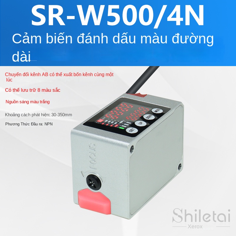 Cảm biến nhận dạng màu Shiluotai SR-W500/4N – Phát hiện màu khoảng cách xa, chống rung nhiễu, cảm ứng điểm sáng chính xác - SR-W500P PNP