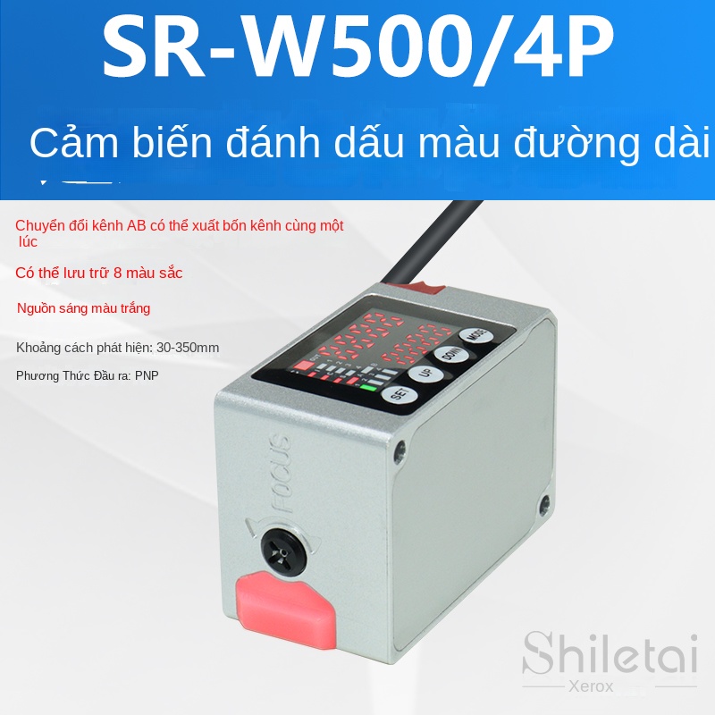 Cảm biến nhận dạng màu Shiluotai SR-W500/4N – Phát hiện màu khoảng cách xa, chống rung nhiễu, cảm ứng điểm sáng chính xác - SR-W500P PNP