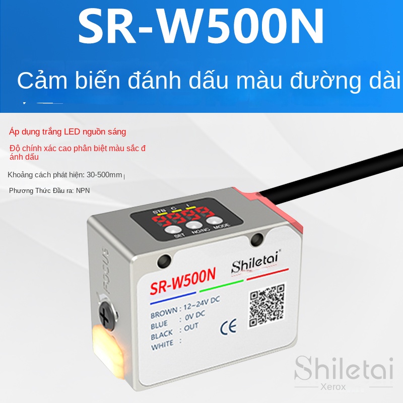 Cảm biến nhận dạng màu Shiluotai SR-W500/4N – Phát hiện màu khoảng cách xa, chống rung nhiễu, cảm ứng điểm sáng chính xác - SR-W500P PNP