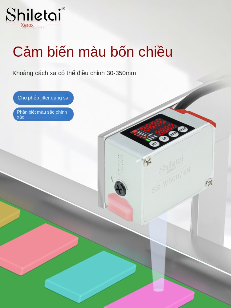Cảm biến nhận dạng màu Shiluotai SR-W500/4N – Phát hiện màu khoảng cách xa, chống rung nhiễu, cảm ứng điểm sáng chính xác - SR-W500P PNP