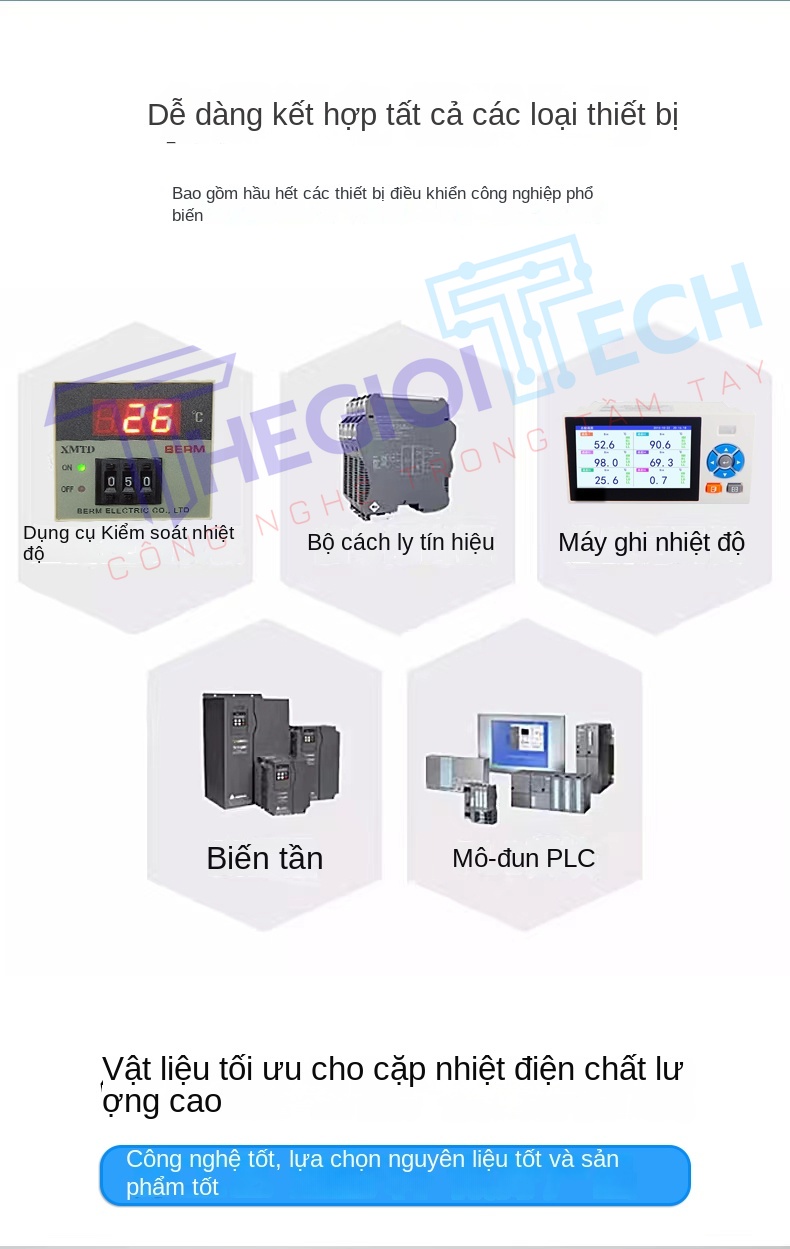 Cảm biến nhiệt độ PT100 2 dây, điện trở bạch kim chịu nhiệt cao đến 400℃, đầu dò 2 dây - PT100 φ3×30 1.5m