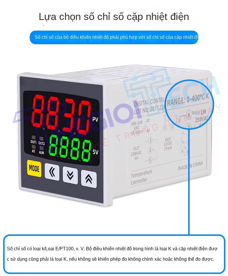 Cảm biến nhiệt độ PT100 2 dây, điện trở bạch kim chịu nhiệt cao đến 400℃, đầu dò 2 dây - PT100 φ3×30 2m