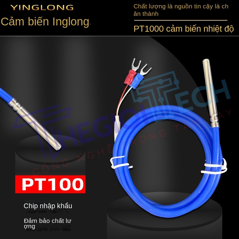 Cảm biến nhiệt độ PT100/PT1000 2 dây (2 lõi), điện trở bạch kim màu xanh, dây silicone - PT1000 A 1.5m 0.1
