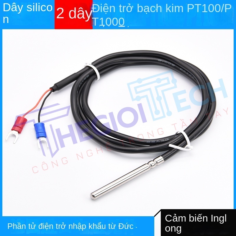Cảm biến nhiệt độ PT100/PT1000, 2 dây & 3 dây, dây silicone chịu nhiệt, độ chính xác cao, bền bỉ cho công nghiệp - PT100-2D A 1m