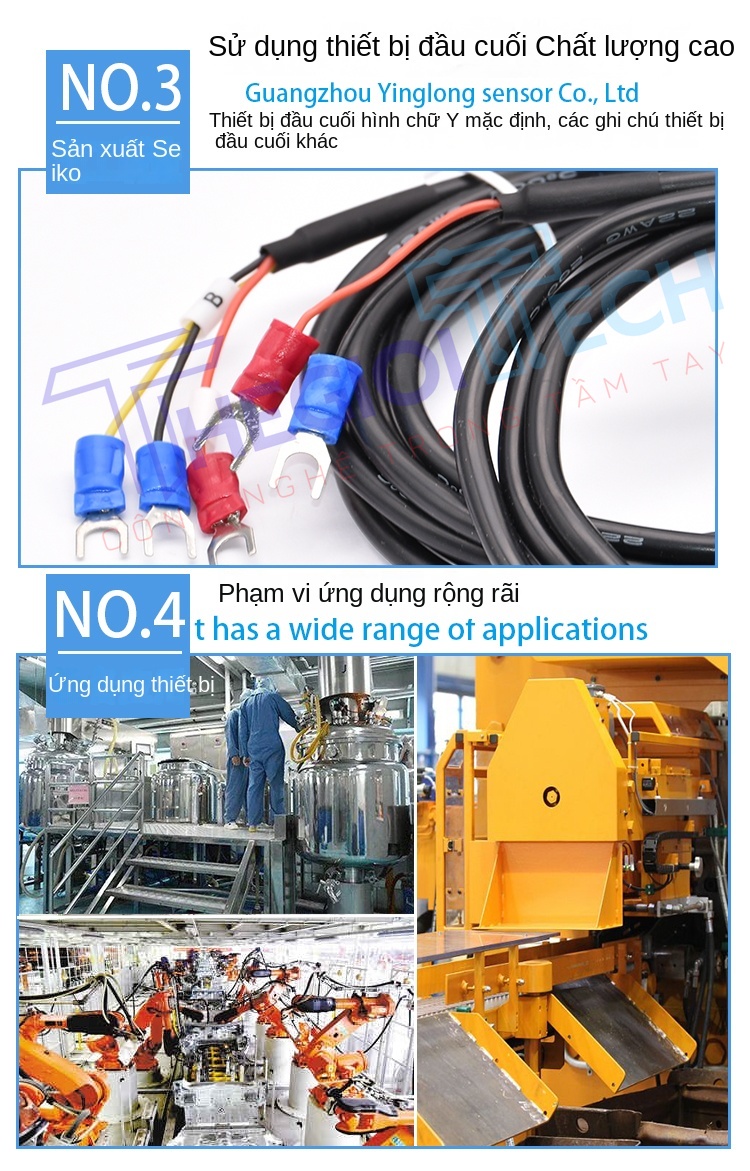 Cảm biến nhiệt độ PT100/PT1000, 2 dây & 3 dây, dây silicone chịu nhiệt, độ chính xác cao, bền bỉ cho công nghiệp - PT100-3D A 1m
