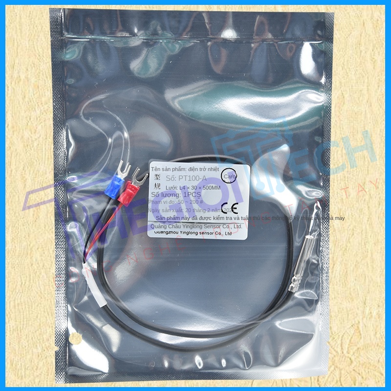 Cảm biến nhiệt độ PT100/PT1000 2 dây, điện trở bạch kim nhập khẩu, dây silicone chống nước, đầu dò màng mỏng - PT100 1.5m