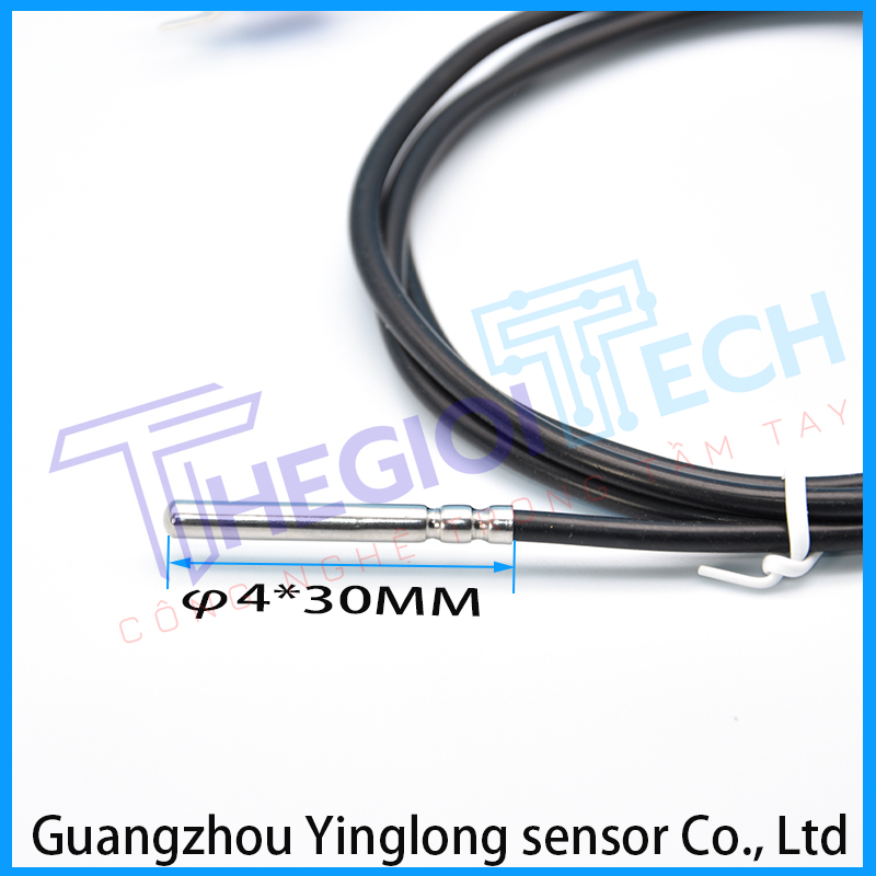 Cảm biến nhiệt độ PT100/PT1000 2 dây, điện trở bạch kim nhập khẩu, dây silicone chống nước, đầu dò màng mỏng - PT100 1m