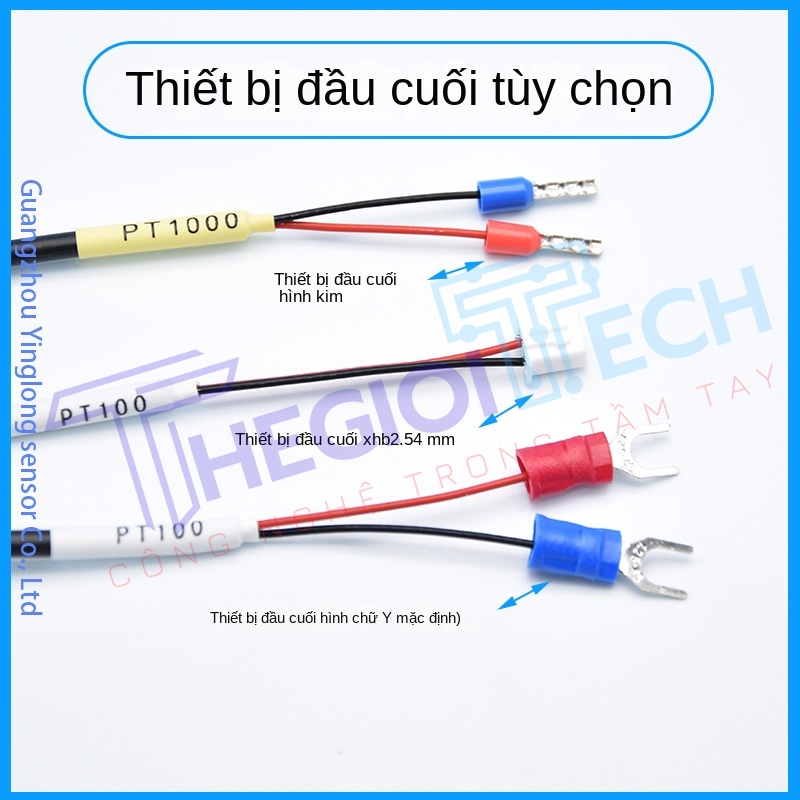 Cảm biến nhiệt độ PT100/PT1000 2 dây, điện trở bạch kim nhập khẩu, dây silicone chống nước, đầu dò màng mỏng - PT100 1m