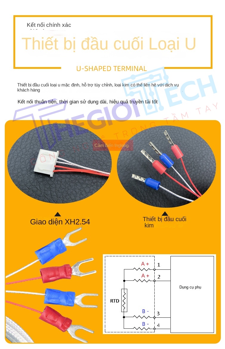 Cảm biến nhiệt độ PT100/PT1000 4 dây (4 lõi), đầu dò điện trở bạch kim ren M6, công nghiệp - PT100 A 4m M6