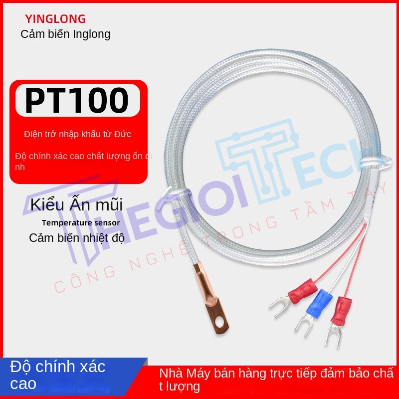Cảm biến nhiệt độ PT100/PT1000, đầu dò dạng lỗ tròn, điện trở bạch kim 3 dây, kiểu dán bề mặt - PT1000 A 1m 0.15