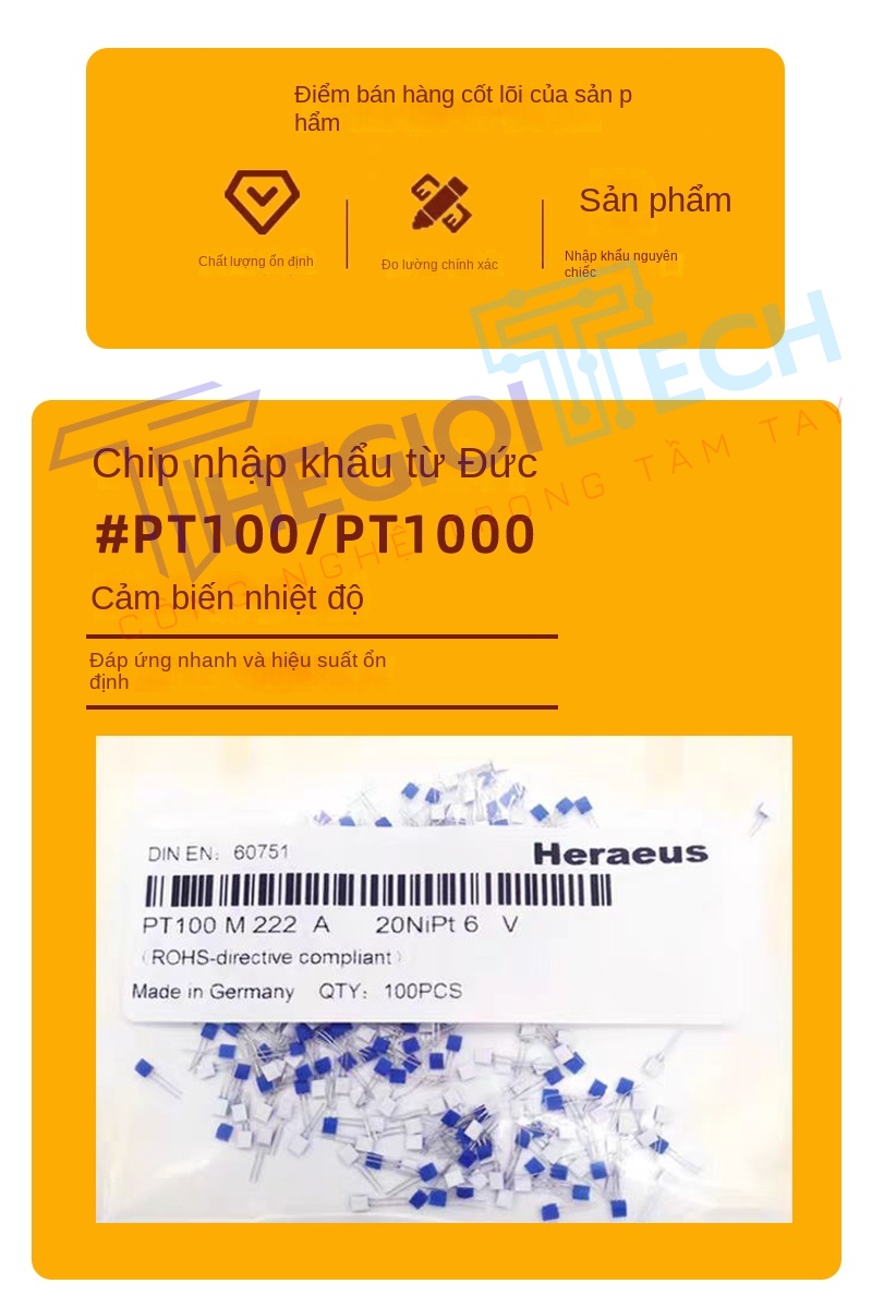 Cảm biến nhiệt độ PT100/PT1000, đầu dò điện trở bạch kim / nhiệt điện K, kích thước 4×50mm - PT100 A φ4×50 2.5m