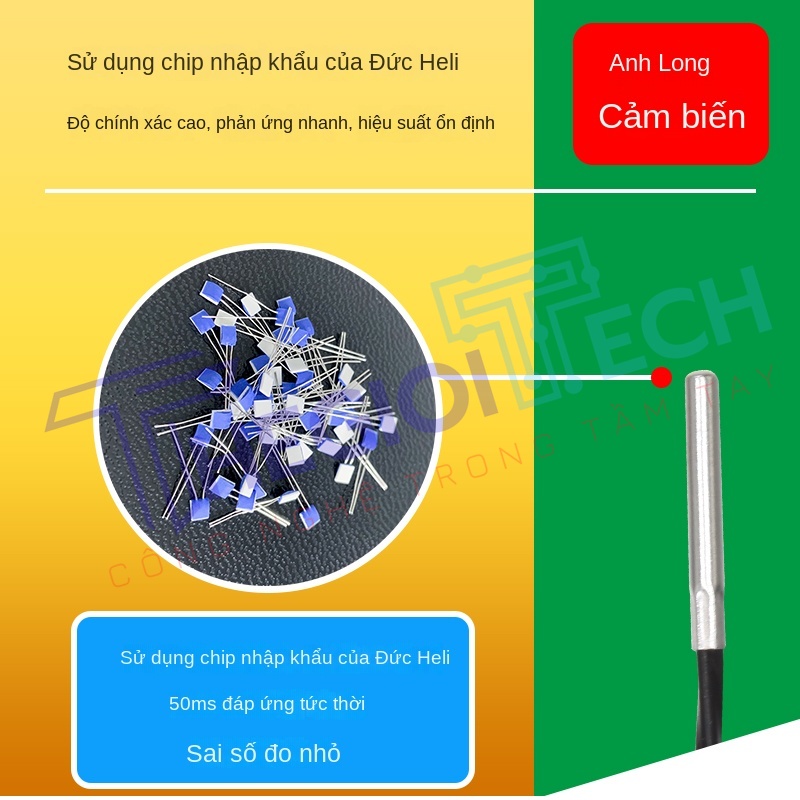 Cảm biến nhiệt độ PT100/PT1000 kích thước nhỏ, đầu dò điện trở bạch kim 2mm, dài 15mm - PT100 A φ2×15 1m