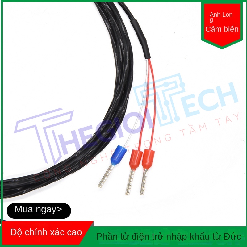 Cảm biến nhiệt độ PT100/PT1000 kích thước nhỏ, đầu dò điện trở bạch kim 2mm, dài 15mm - PT1000 A φ2×15 5m