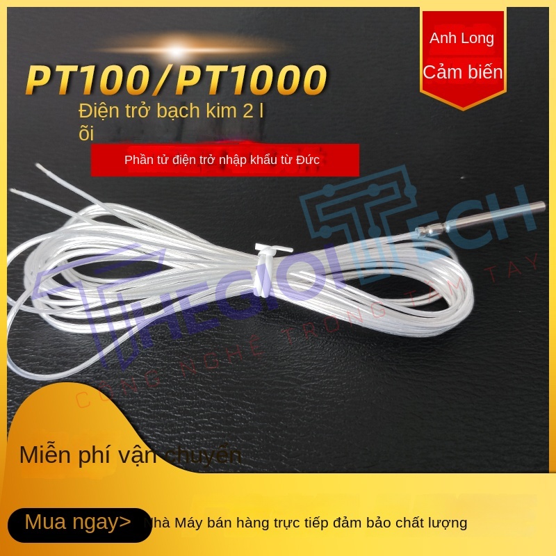 Cảm biến nhiệt độ PT100/PT1000 nhập khẩu, đầu dò điện trở bạch kim, 2 dây, chịu nhiệt, vỏ Teflon, kích thước 3×20mm & 3×30mm - PT1000 A φ3×30 0.5m